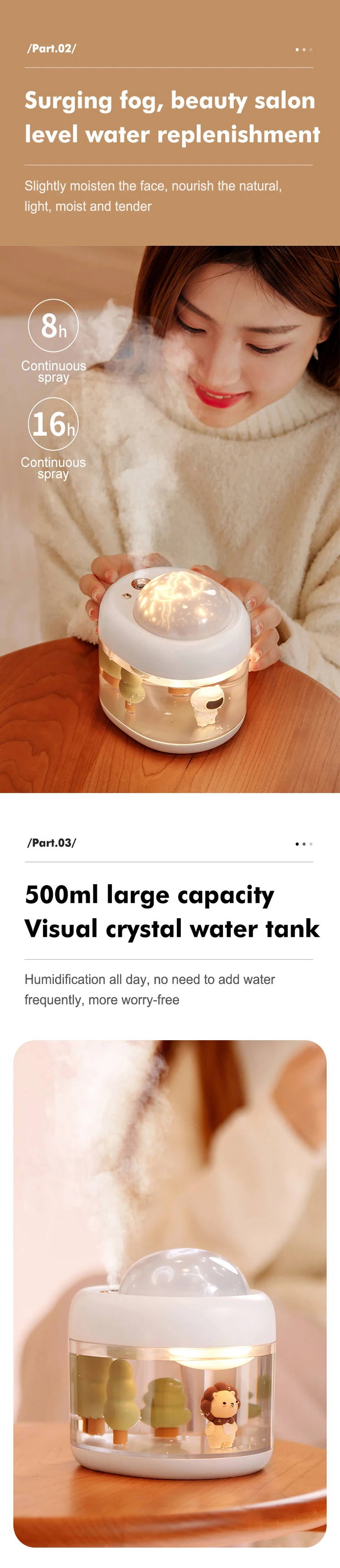 New Product Ideas 2021 Humidifier 500ml Colorful Night Light Cute Pink Humidifier