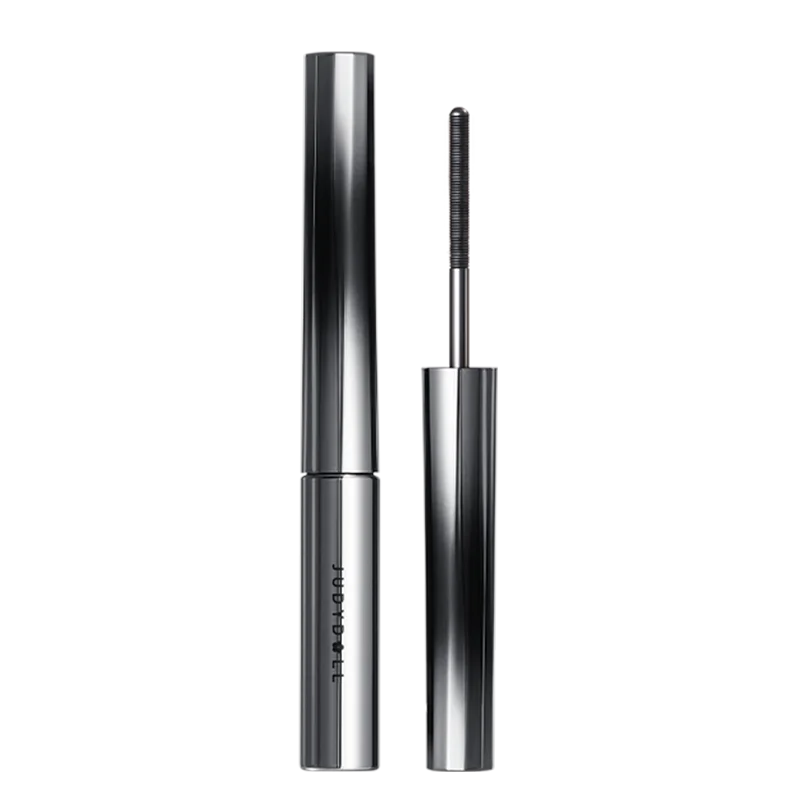 Judydoll mascara with steel metal threaded brush waterproof long curl up or down eyelash brown black mascara bent brush
