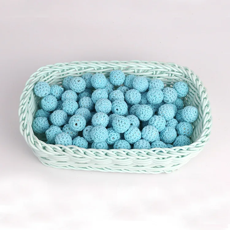 Handmade Baby Nursing Teething Wooden Cotton Crochet Beads