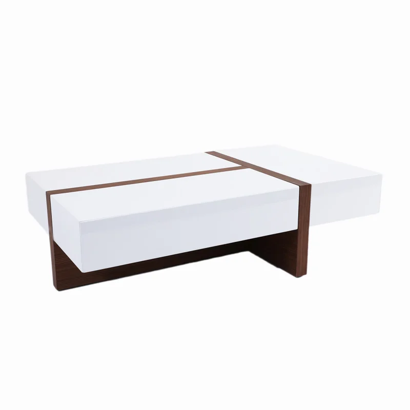 
Modern Design Walnut table White High Gloss Coffee Table 
