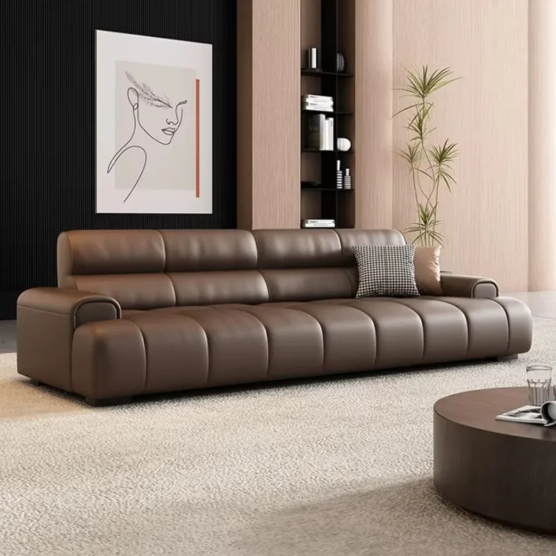Sofa Set Luxury Home Furniture Italian Leather Brown Fabric 3 Seater Sofas