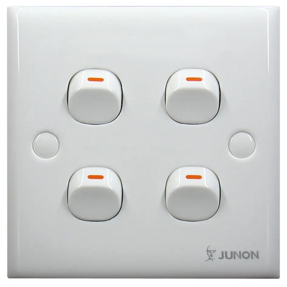 JUNON Hot Sell 4 Gang 1 Way Switch 1/2 Way Small Switch Push Button Light Switch