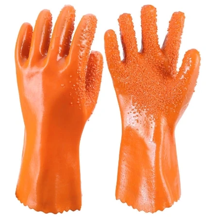 Orange PVC Chip Coated Rough Surface Work Gloves