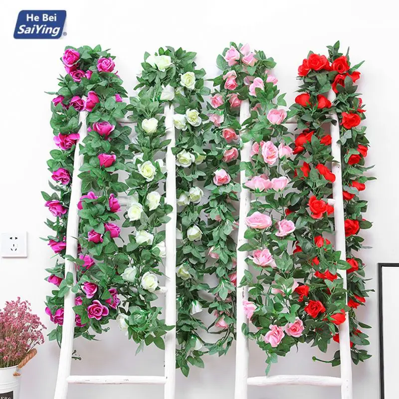 
Artificial Simulation Rose Flower Home Decoration Holiday celebration Ivy Vine Hanging Garland Wedding Fence Decor 