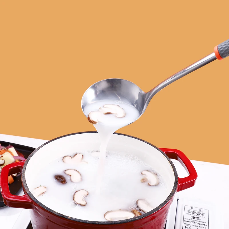 Kitchen Multifunction Stainless Steel Chinese Solid Soup Ladle Liquid Water Spoon