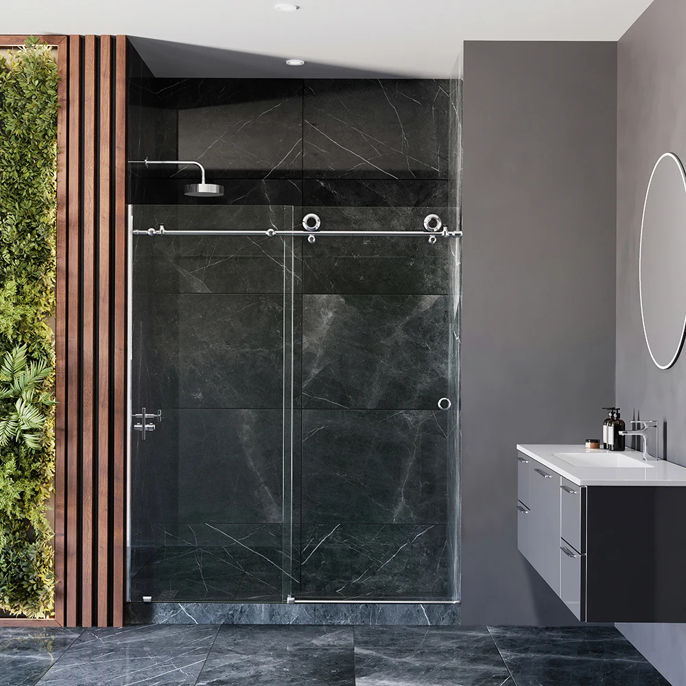 Stock In USA Seawin Shower doors modern design frameless bathroom sliding tempered glass shower doors