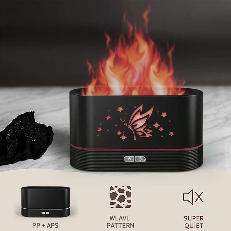 Custom Logo 200Ml Fire Flame Humidifiers Room Home Colorful Led Lamp Mini Usb Flame Aroma Diffuser With Ce Rohs