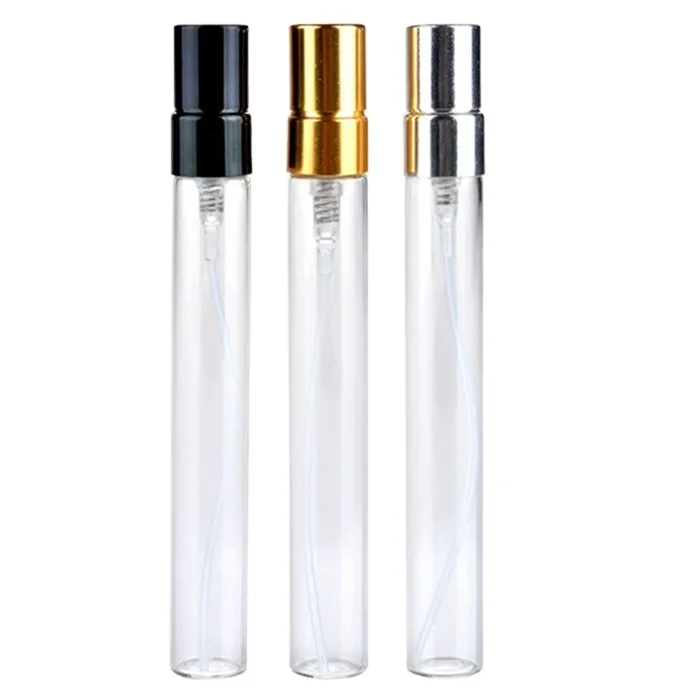 Free Samples 2ml 3ml 5ml 10ml Round Clear Black Amber Refillable Sample Perfume Atomizer Tester Bottle with Spray Pump Cap