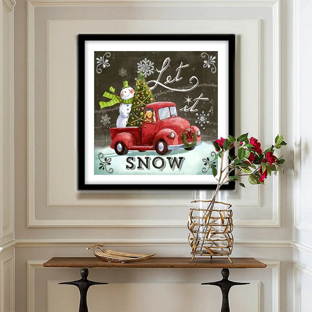 Christmas Gift Diy 5d Diamond Painting By Number Kit Full Circle Diamond Christmas Tree And Snowman Diamond Painting