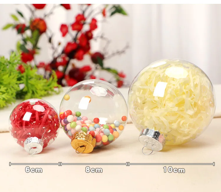 Wholesale Christmas Ball ornaments Dia 6cm-10cm fillable Christmas baubles clear plastic matte