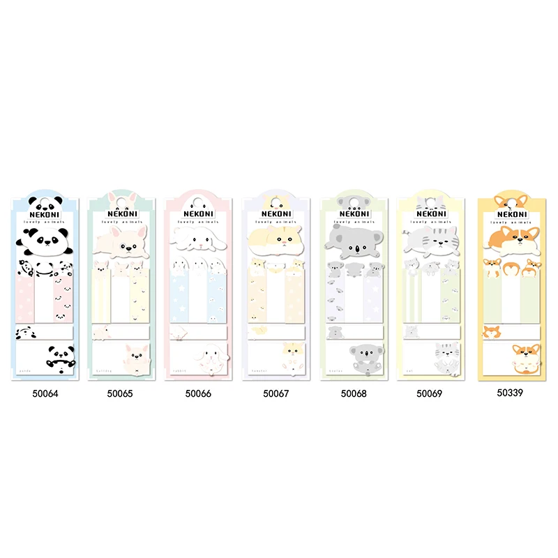 Nekoni Cute Memo Note Memo Pad Kawaii Animal Self-Stick Note Pads Paper Index Bookmark Hot Sale Sticky Notes Pad