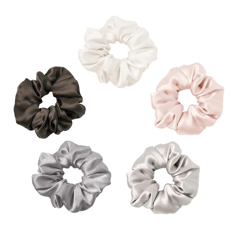 Custom Hair Decorations Colorful Silk Scrunchie 100% Real Silk Hair Tie Mulberry Silk Scrunchies