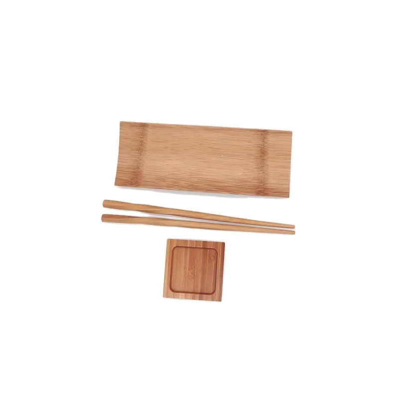 Reusable Bamboo Sushi Plate Board With Chopsticks