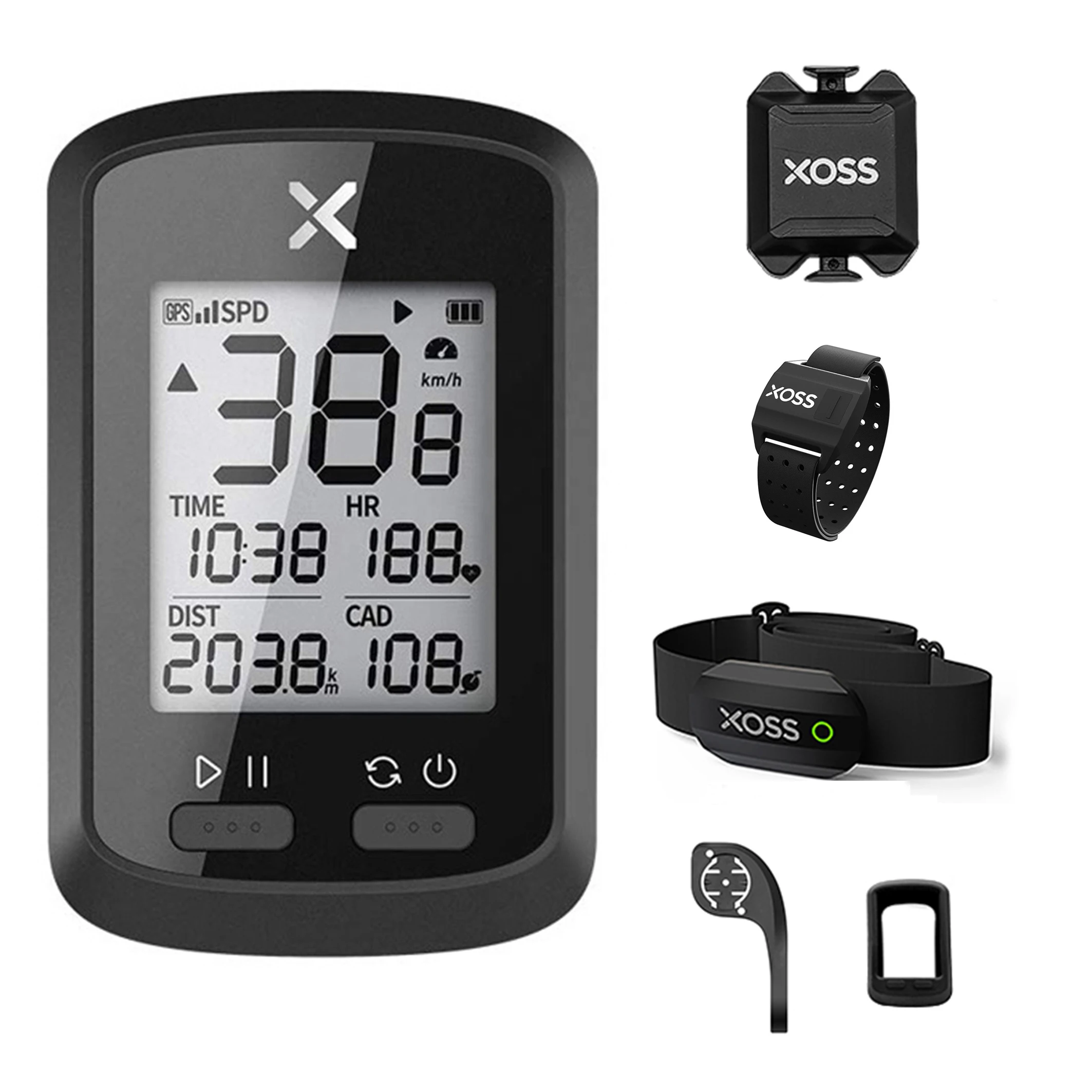 XOSS Sport Set for Road Bike Front Light & HR Sensor Monitor Bicycle Computer Mount for Fitness Riding Smart Bicycle Computer