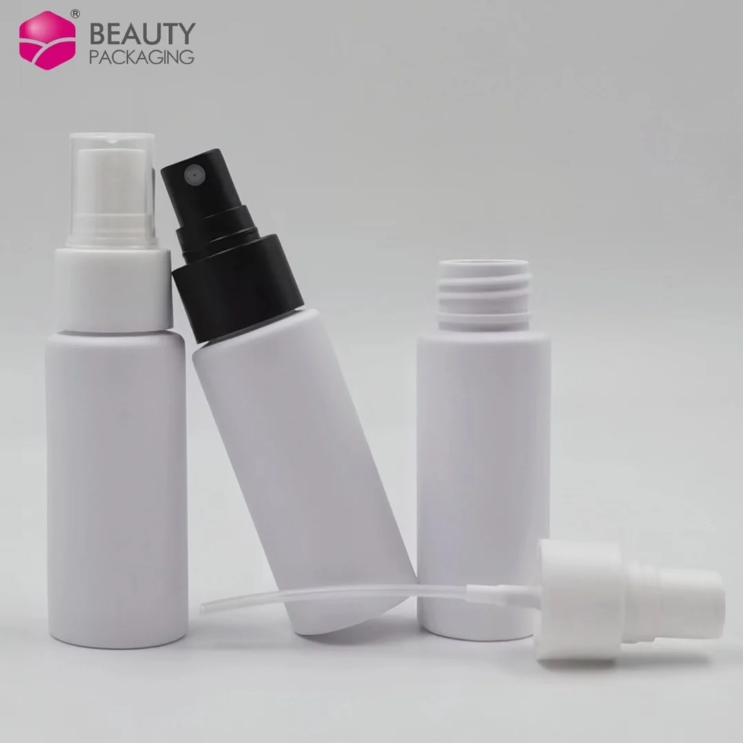 Custom 50ml Plastic Toner Bottle Cosmetic Frosted Matte White PET Plastic Spray Bottles For Personal Care Liquid