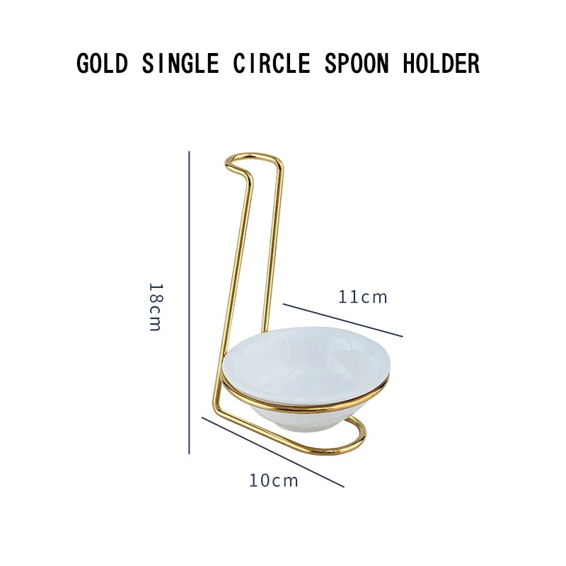 Porte-cuillere Золотой стол из нержавеющей стали ложка стеллаж для выставки товаров металлический держатель Многофункциональные кухонные ковш керамическое блюдо ложки комплект