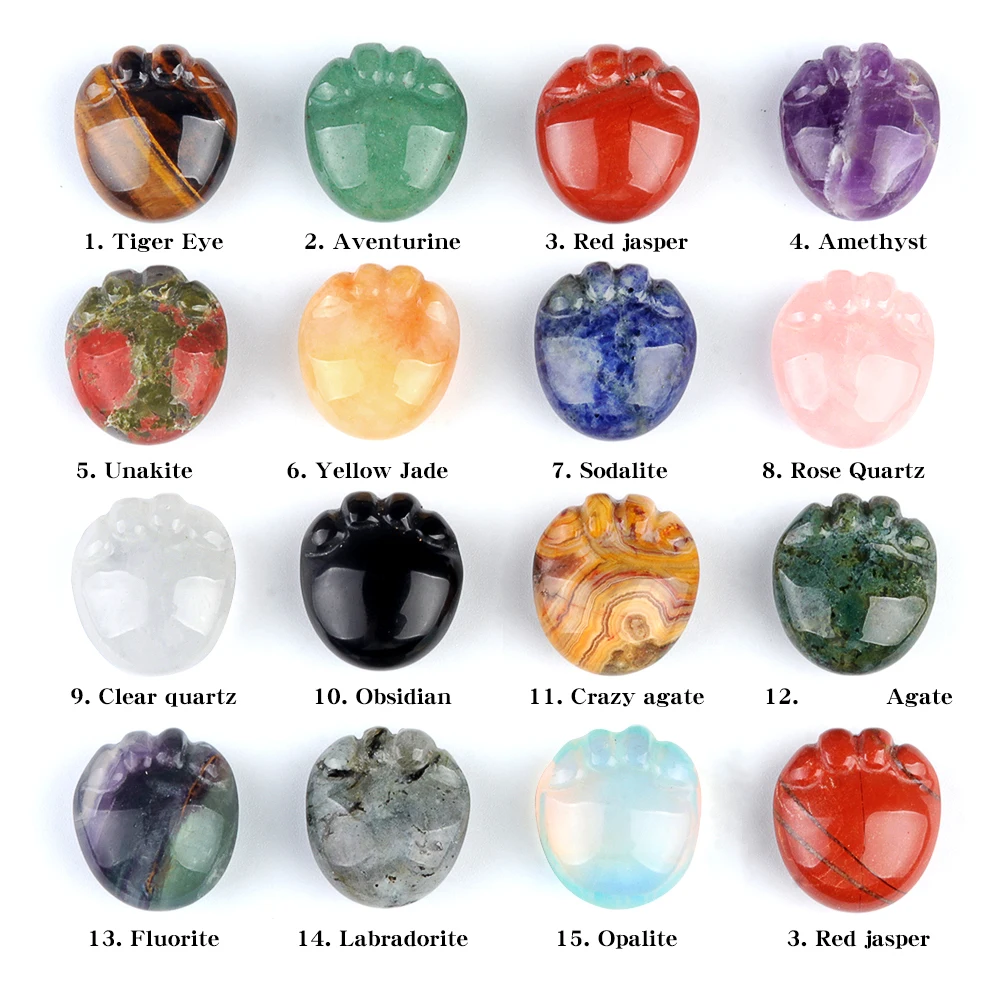 1 Inch Polished Natural Stone Crystal Feet Ornaments Cute Little Carved Desktop Gifts for Children Back to School Season
