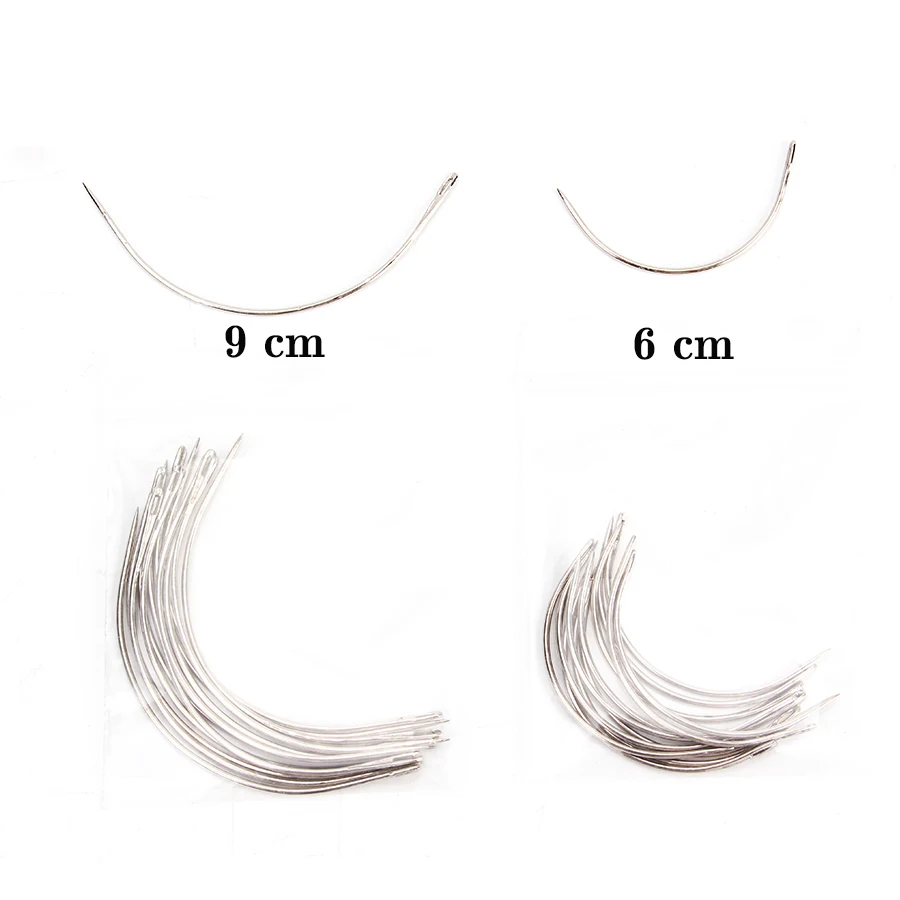 Leeons Cheap Price 6cm 9cm Sewing Needles Weaving Wig Tools C Curved Needles For Hair Extension