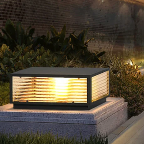 Z-22525 JDKM modern simple waterproof door black stainless steel glass wall decorative front wall square column lamp