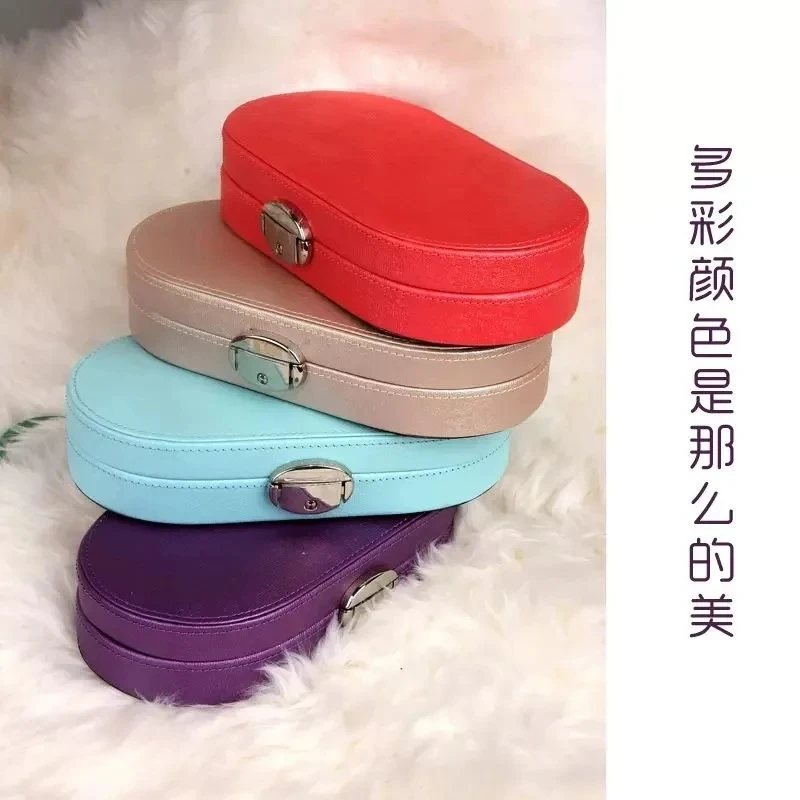 Custom Custom Pu Small Ring Pendant Jewellery Storage Case Travel Organizer Mini Velvet Flocking Lining Oval Leather Jewelry Box