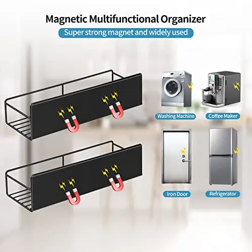 Magnetic Spice Rack Organizer 4 Pack Spice Magnet Shelf Seasoning Mounted Spice Racks for Refrigerator Saving