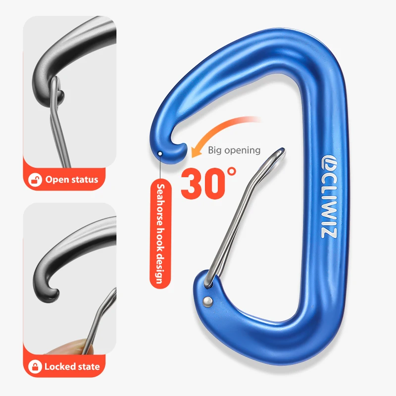 JRSGS 7075 Aluminium Carabiner Clips 12KN Ultra-Light Climbing Carabiner Customized the LOGO Snap Hooks S7801S