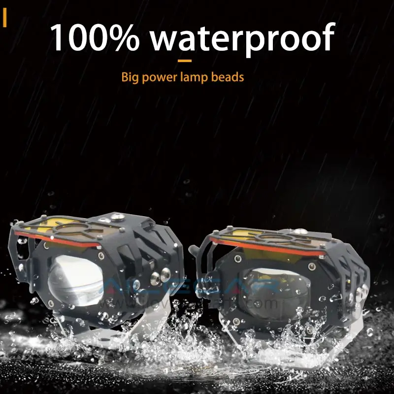 ALK-CA7 High Beam 40W Motorbike Motorcycle External Spotlight Foglamp Auxillary Led Spotlight Dual Color Fog Light Motorcycle