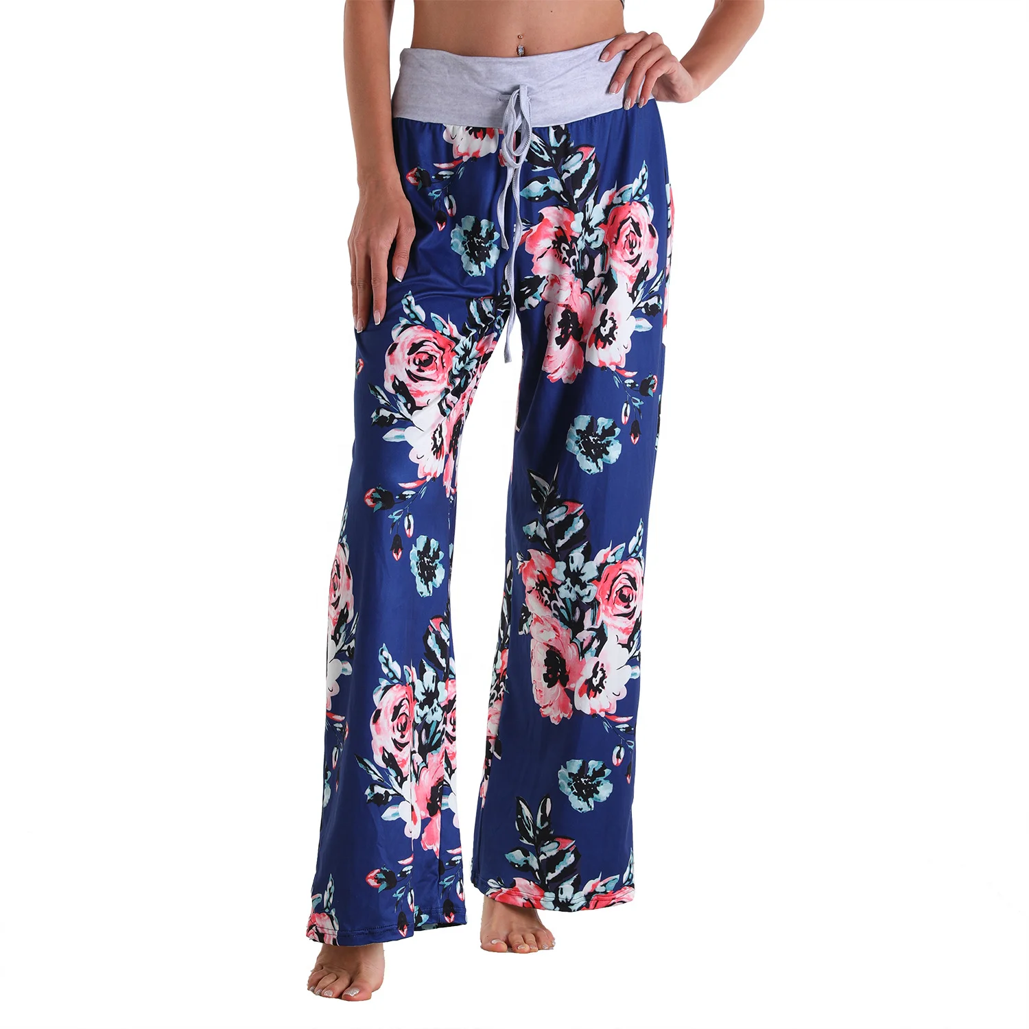 2022 Wholesale Lounge Pajama Pants Multiple Prints High-Waisted Loose Fitting Wide Leg Pants Womens Pijama Mujer Trousers