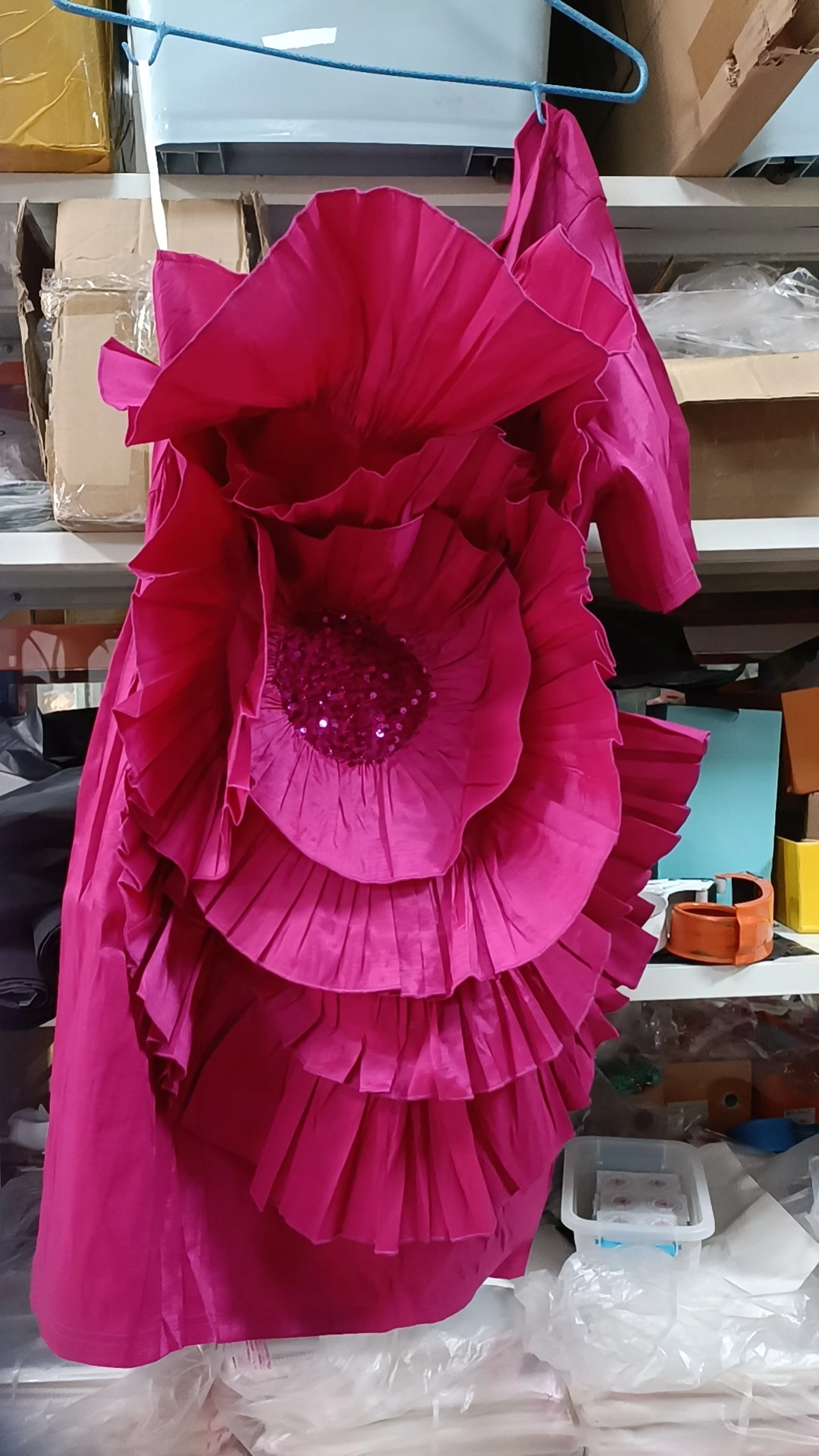 High quality 3D flower midi dress ladies banquet pleated evening party dresses 2024