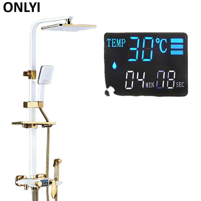 Multifunctional Sanitary Ware Cold Hot Water Rainfall Unique Mixer Bathroom Faucets Set Rain Showers