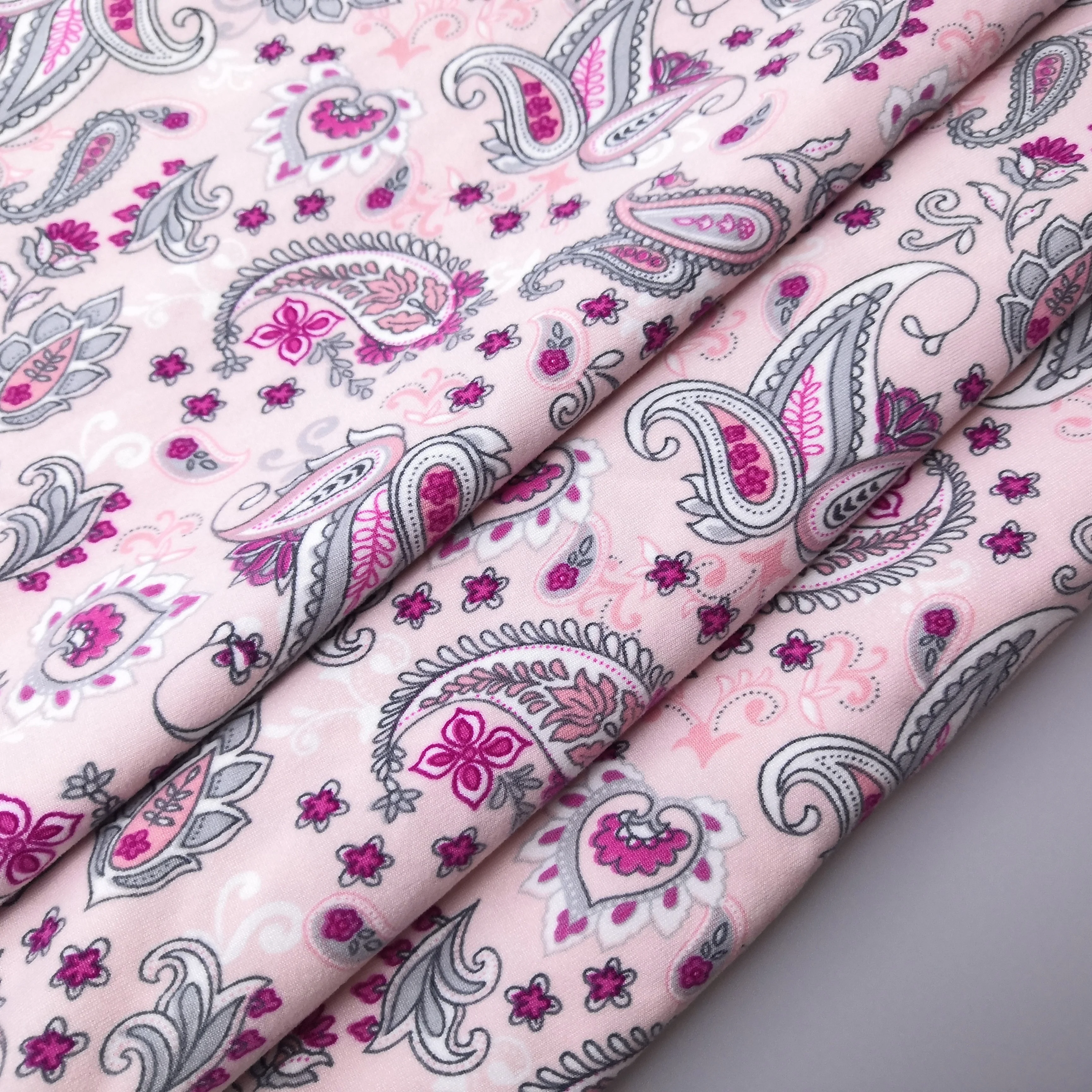 Pink feather jersey new printed pattern breathable knit stretch touch soft single jersey fabric for dress