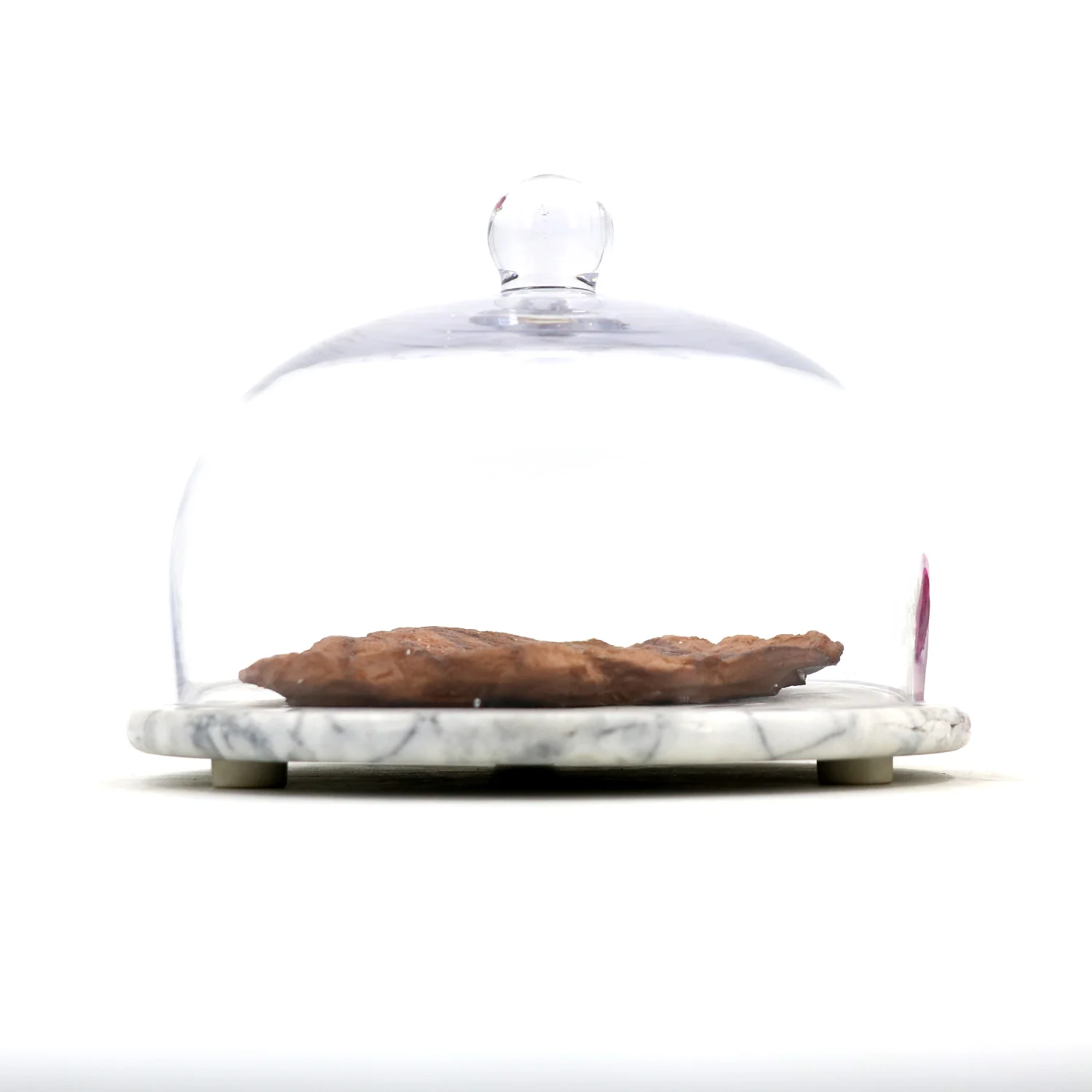 Small Transparent Marble Cake Stand Wholesale Dust Cover Stone Base Glass Dome Christmas Plate Wedding Cake Christmas Decor