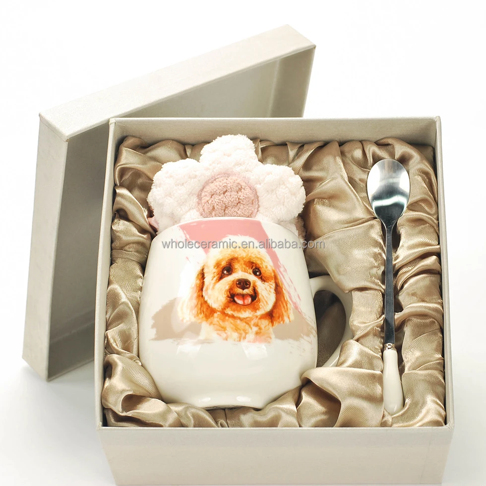 Hot Sale Cheap Wholesale Cute Custom Dog Animal Shape Mug New Coffee 3D Design Animal Ceramic Cup Mug Cats With Spoon