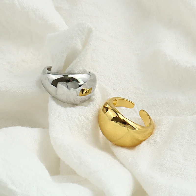 Fashion Glossy Gold Plated Ring Charm Geometric Open Ring Wide Bend Finger Rings Jewelry Women Wholesale