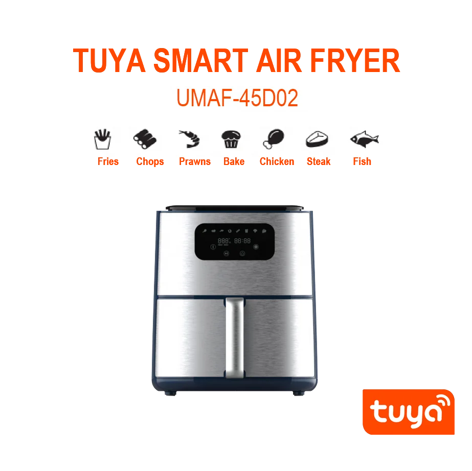 Household Big Capacity Kitchen Appliances NO Oil Air Fryers 4.5L Non-Stick Silicone Coating Basket Air Fryer