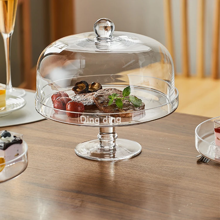 Wholesale custom handicraft modernity style cake stand glass dome cake cover for home and cake decor