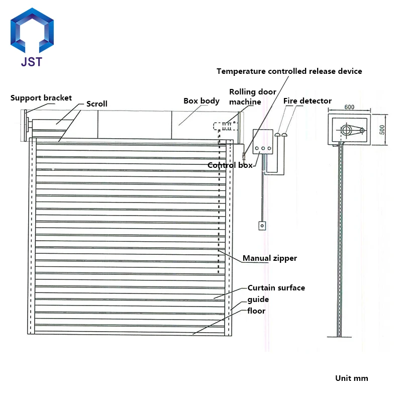 JST fireproof supplier automatic security steel fire rated roller shutter door