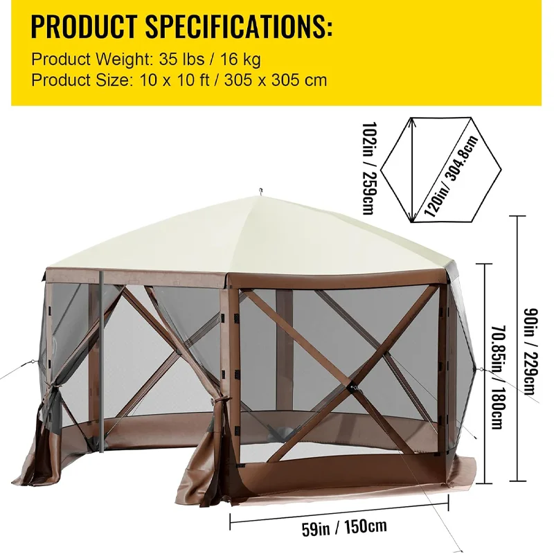Outdoor Awning Tent Large Families Outdoor Entertainment Waterproof Portable Gazebos mosquito net Camping Hiking