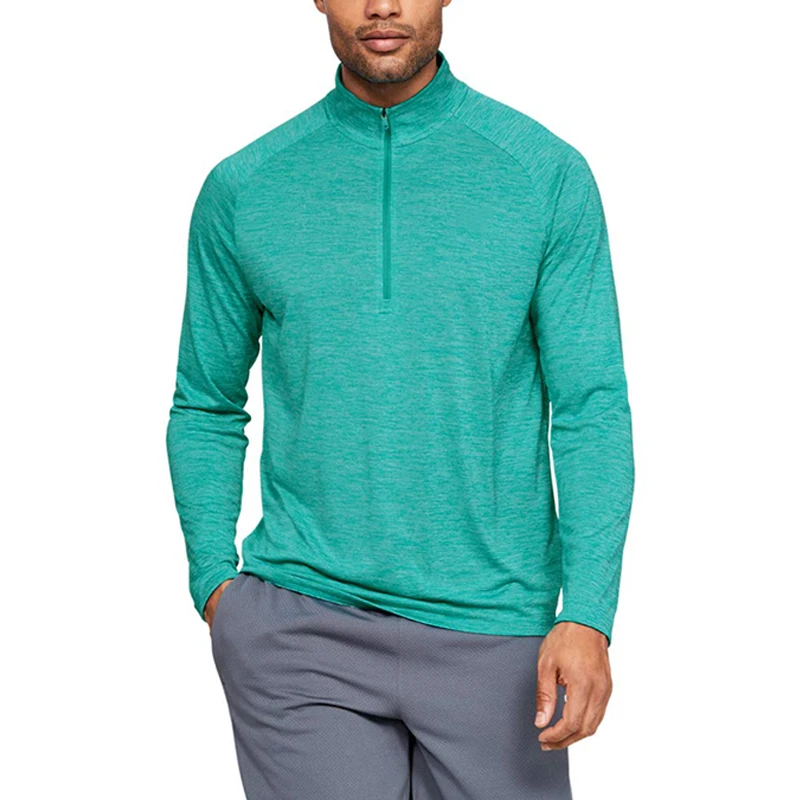 2022 Hot Sale Men Golf Top Wear Polyester Spandex Long Sleeve Golf Shirts Navy Blue With Zip/