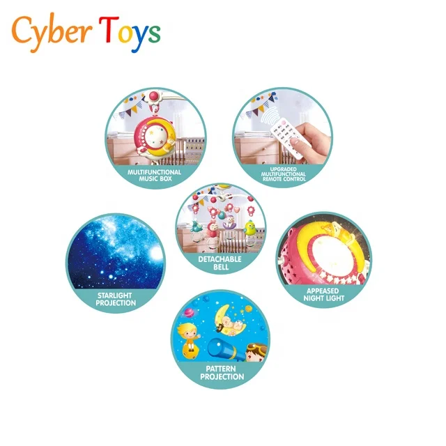New multifunctional musical remote control bedside bell toys with projection light for baby