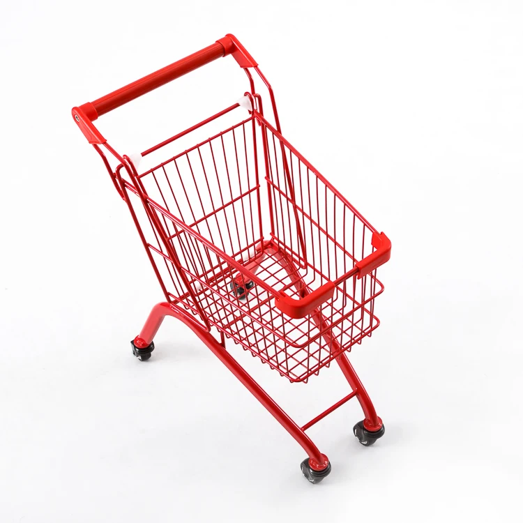 Manufacturer 30l Mini Metal Hand Shopping Carts Kids Red Shopping Toy Trolleys for Children