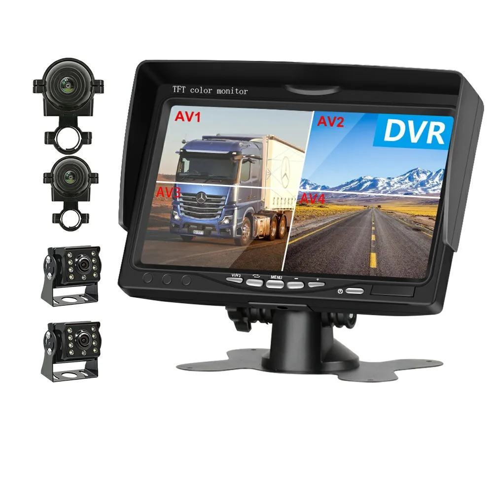 7 inch HD vehicle monitoring quad-view truck monitor bus camera system passenger cars reversing image display screen