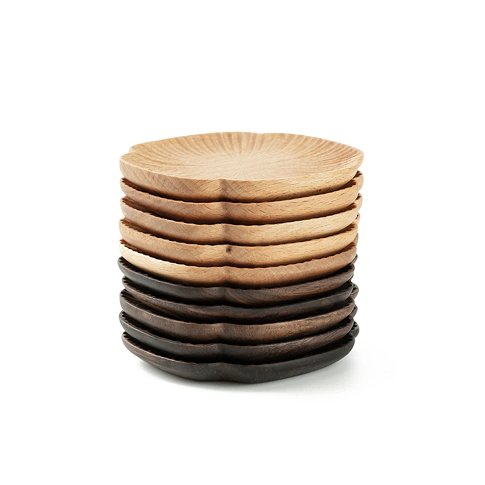 Wholesale Four Leaf Clover Shaped Beech Wood Tea Drink Coffee Coaster