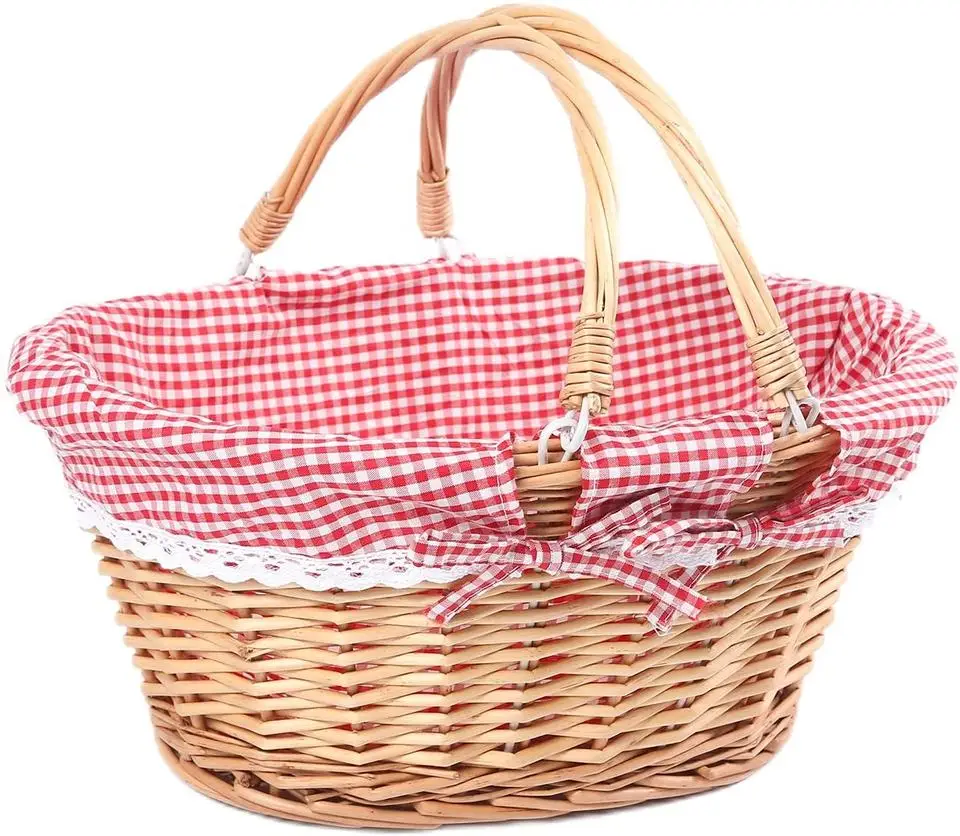 Sanwei Hot Sell High Quality Lovely Eggs & Candy Storage Picnic Basket Woven Natural Woodchip Wicker Basket With Handle