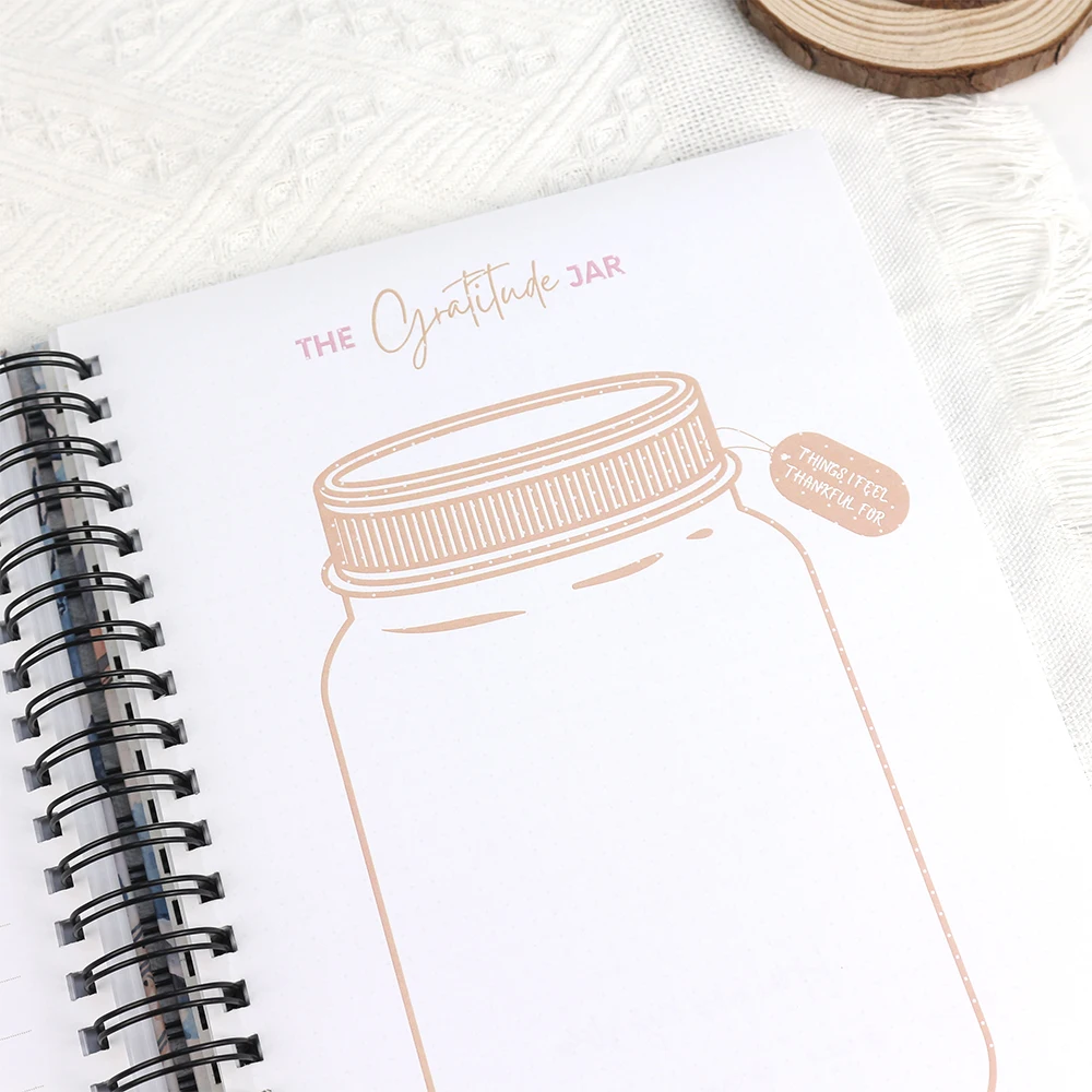 Life Journal Notebook Custom Printing Wellness Journal Spiral Affirmation Journal Hardcover custom size Printed Diary Planner