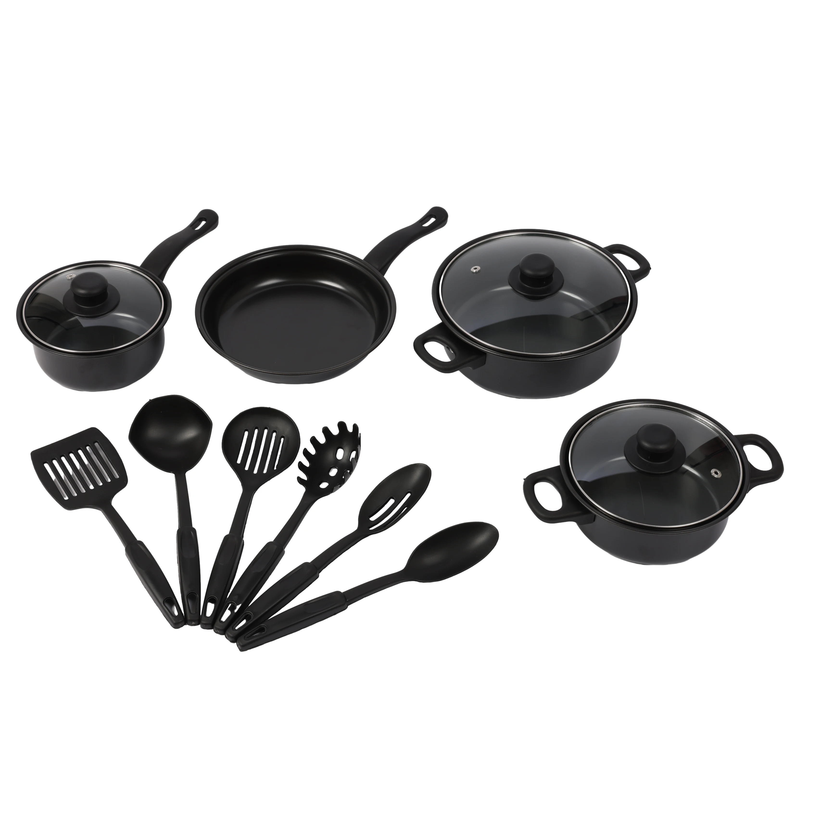 MU Cookware sets wholesale 13 pcs iron kitchen pots and stick cast iron aluminum ware cooking  accessories utensils tefal