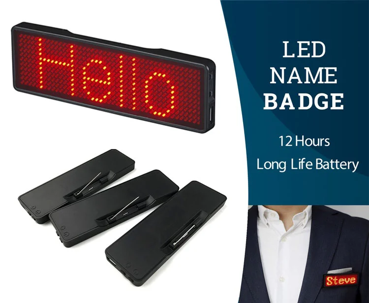 Flashing custom programmable Scrolling led name badge led badge