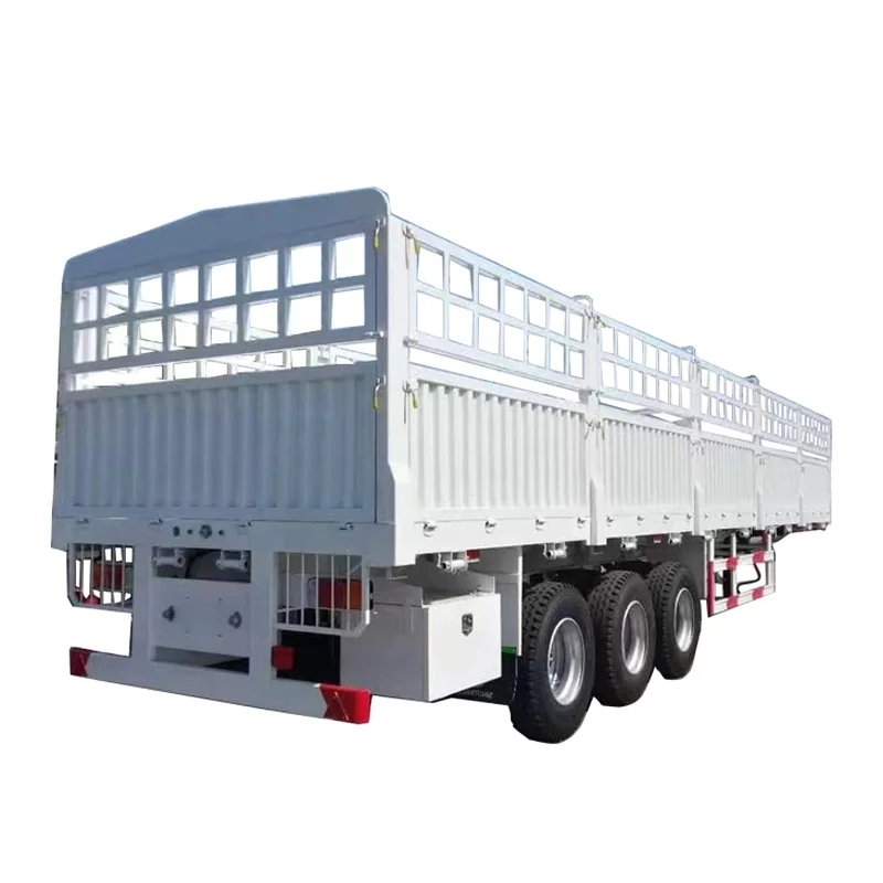 QUEST 3-50 Tons High Wall Fence Truck Semi Livestock Trailer 4-80 Tons Bulk Cargo Cattle Transport Steel Material