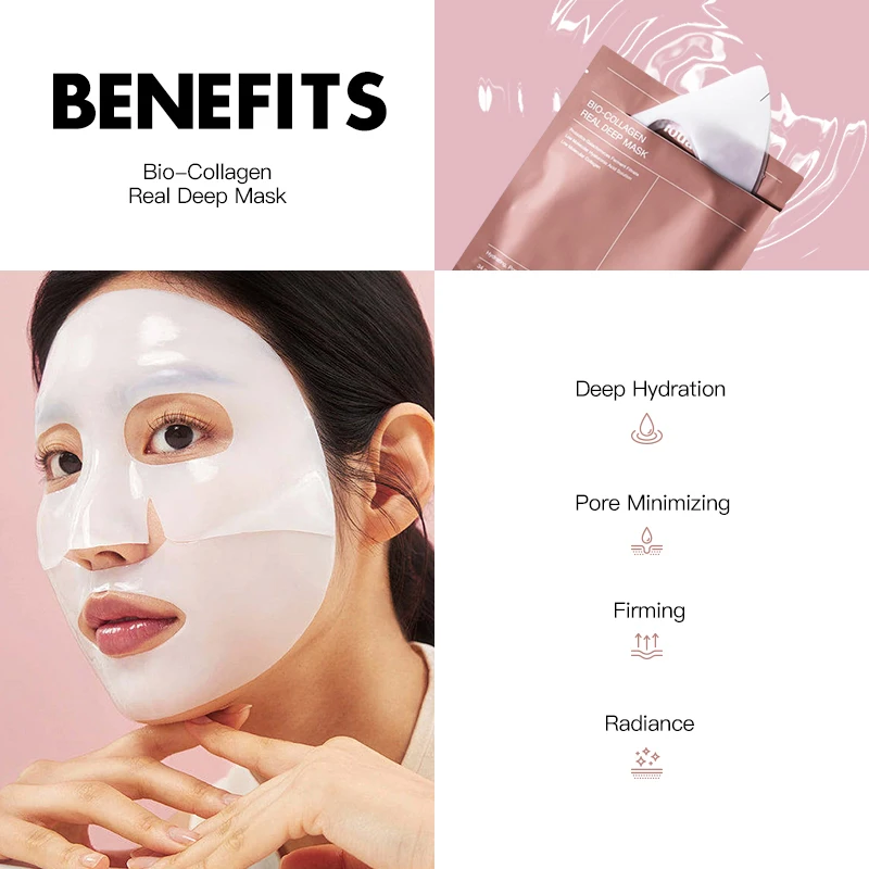 Private Label 4pcs/box Real Deep Clean Pore Bio-Collagen Facial Mask Bio Collagen Face Sheet Masks Beauty Skin Care Products
