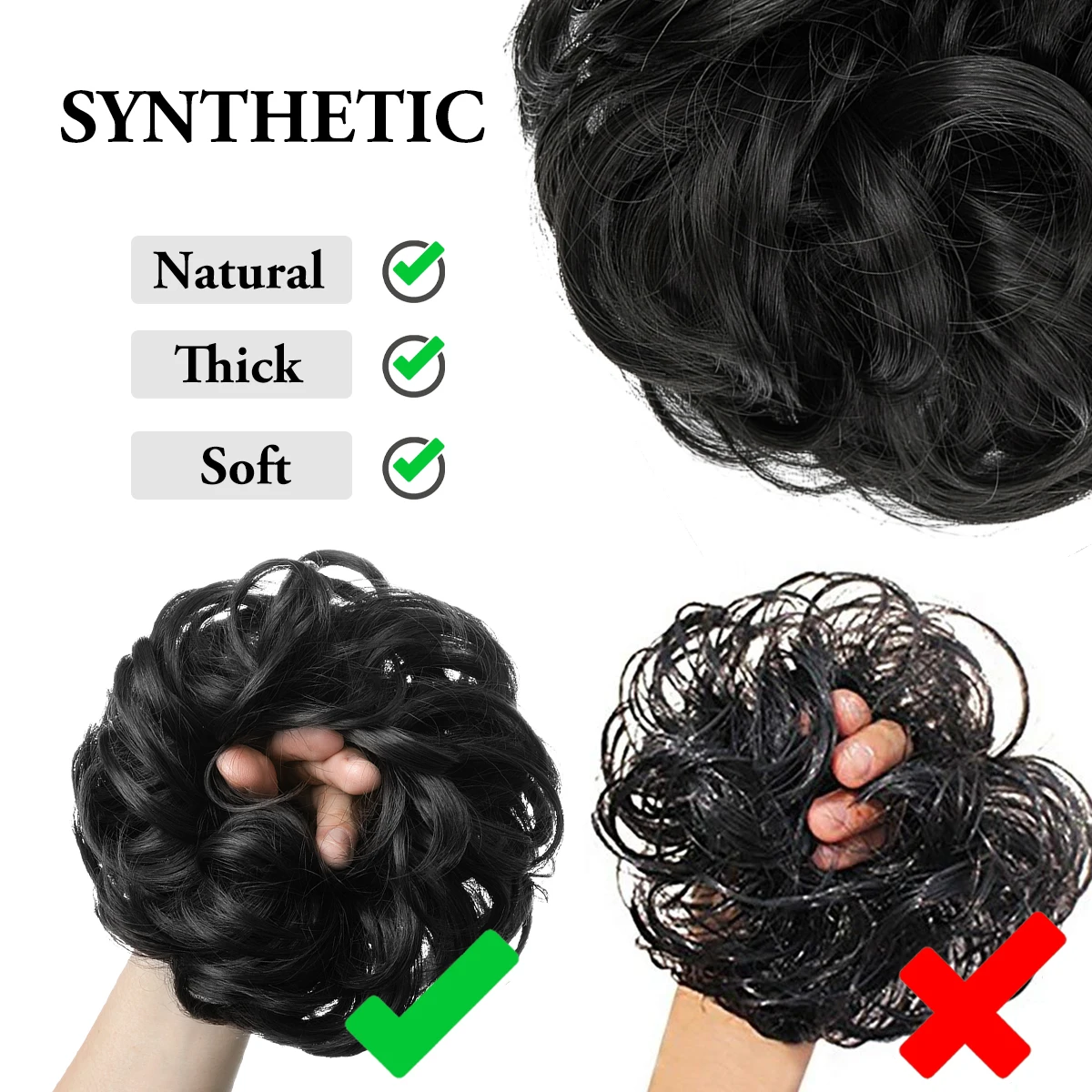 SARLA Synthetic Messy Bun Hair Extensions Elegant Messy Donut Hair Buns Updo Chignon With Elastic Hair Rope For Daily Use